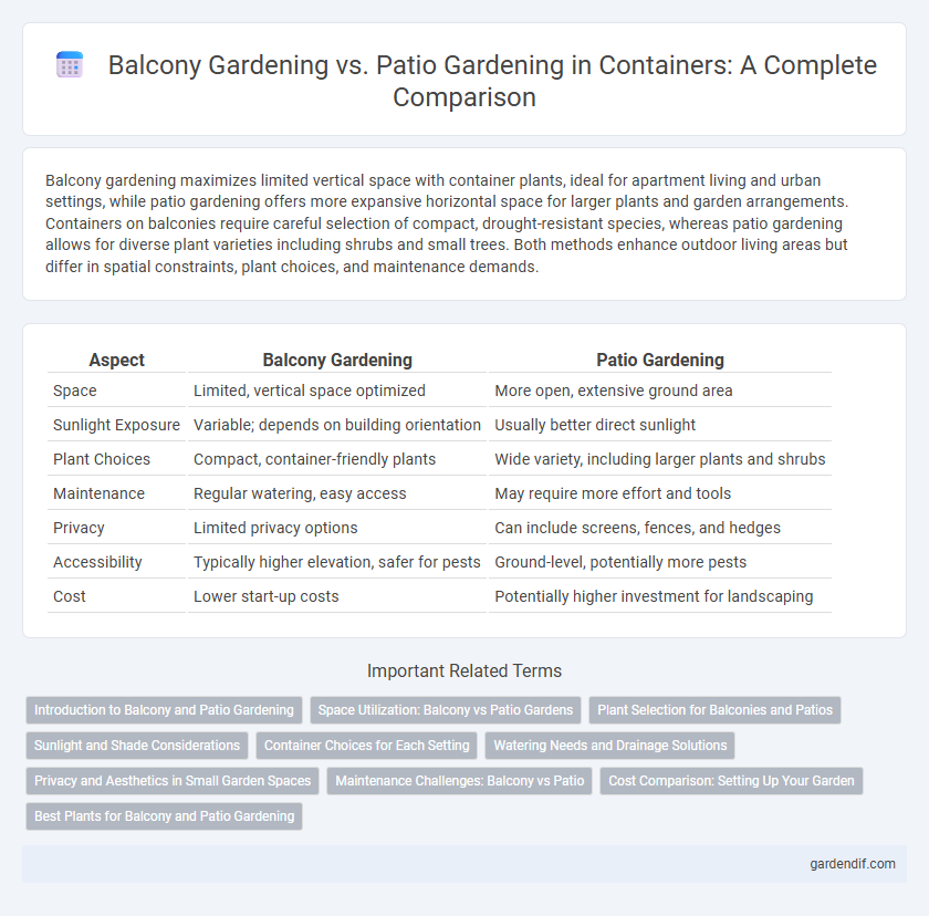 Balcony Gardening vs. Patio Gardening in Containers: A Complete Comparison