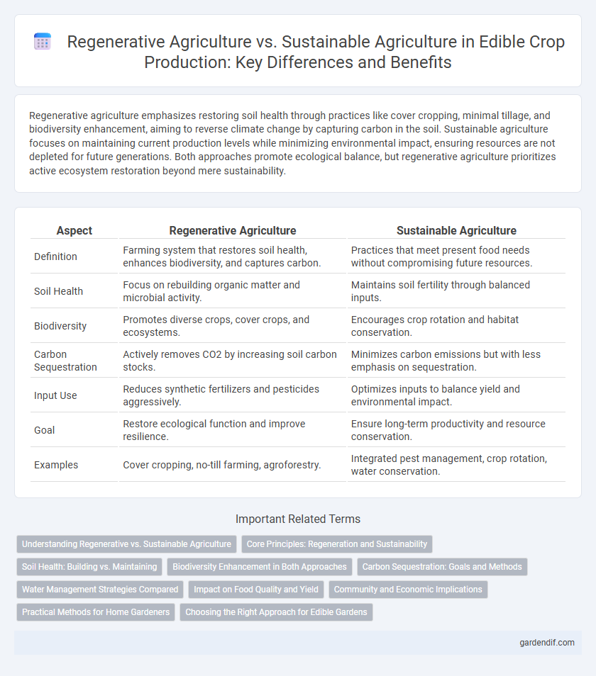 Regenerative Agriculture vs. Sustainable Agriculture in Edible Crop Production: Key Differences and Benefits