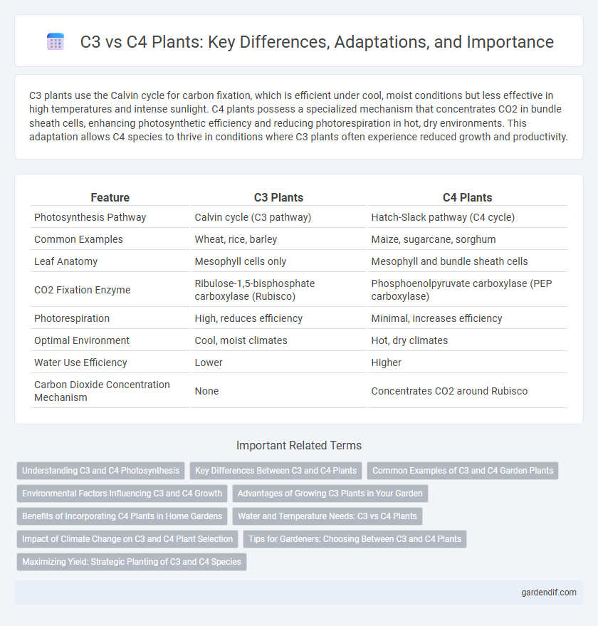 C3 vs C4 Plants: Key Differences, Adaptations, and Importance